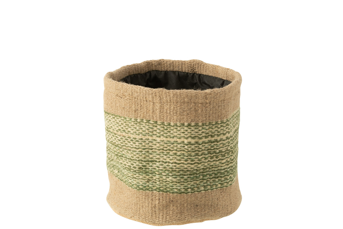 Opbergmand jute - naturel/groen