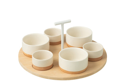 Tapasservies set - wit/naturel